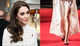Kate Middleton, lo spacco vertiginoso aperto dal vento