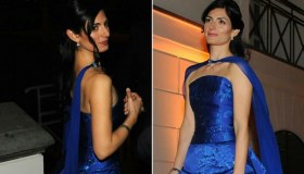 La Raggi sexy in blu elettrico: l’abito da sera (firmato Balestra)