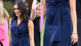 Meghan Markle a Melbourne, l’abito blu di Dion Lee è un trionfo