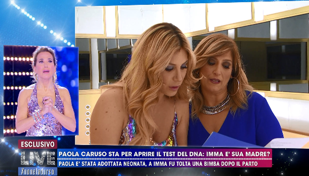 Paola Caruso, risultato del test del dna in diretta: Imma è sua mamma