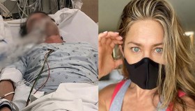 Aniston, foto shock: “Ecco un mio amico col Covid. Indossate le mascherine”