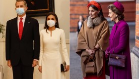 Letizia di Spagna, abito-gioiello e cappello a fascia
