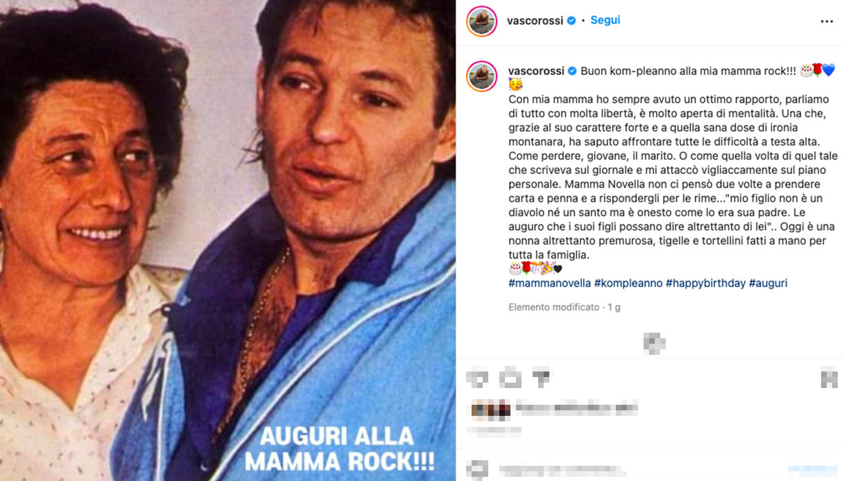 vasco rossi e mamma Novella instagram