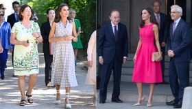 Letizia di Spagna, cambio di look strategico: dai pois al fucsia