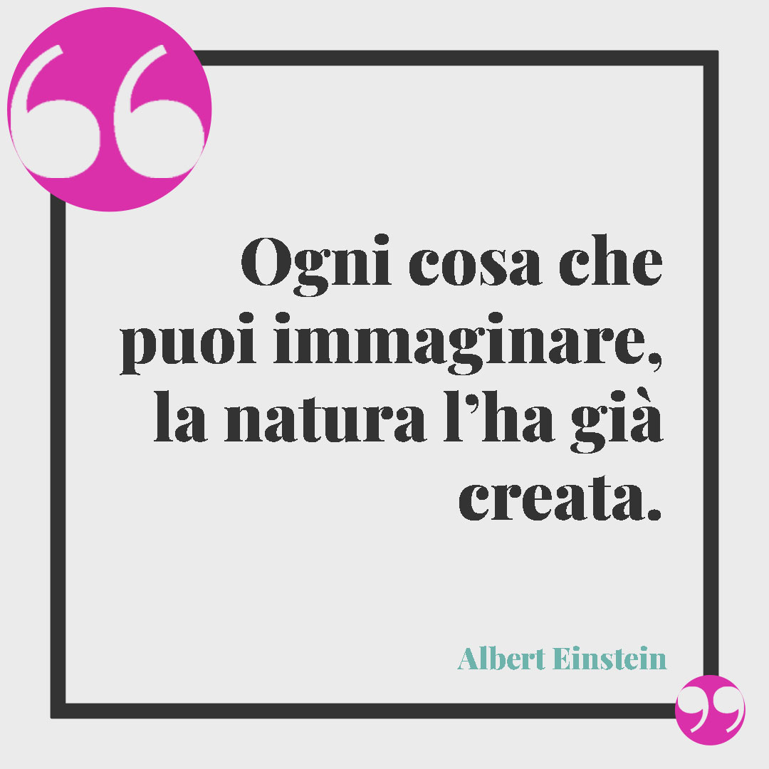 Frasi sulla natura. Ogni cosa che puoi immaginare, la natura l’ha già creata. (Albert Einstein)