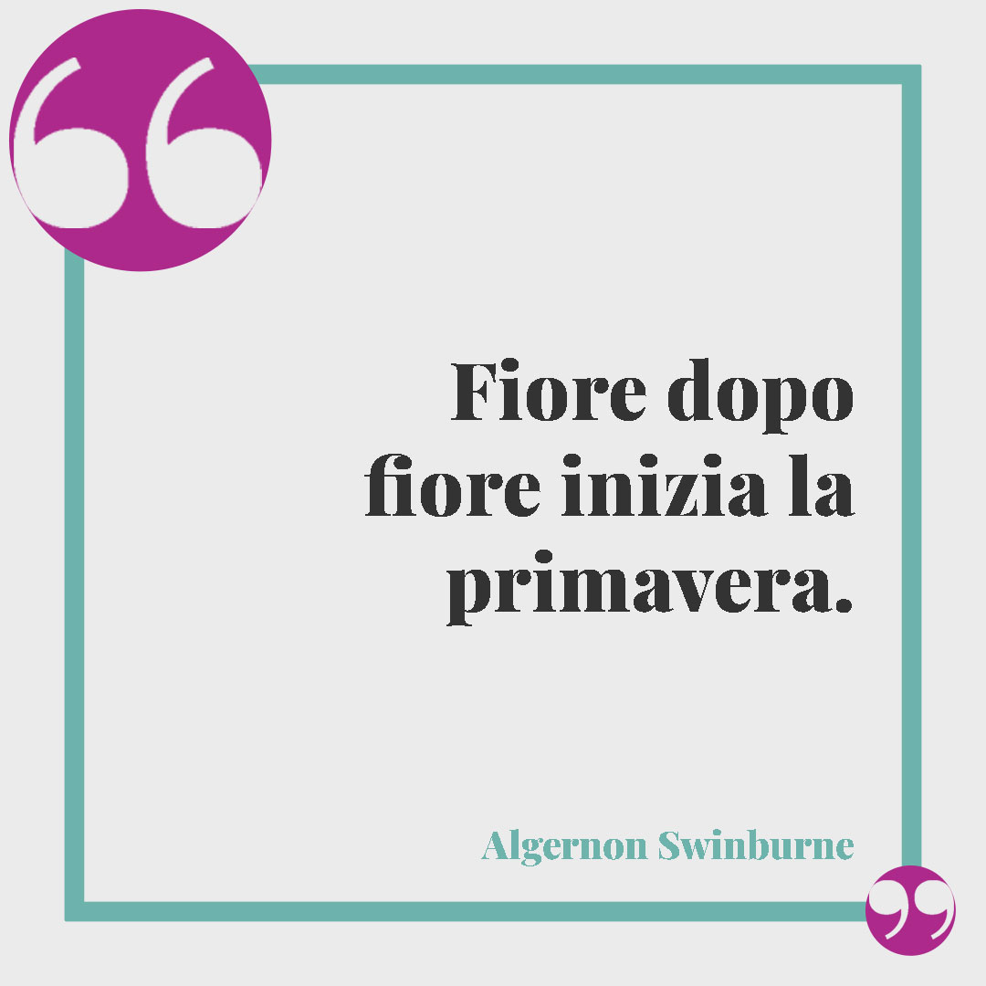 Frasi sui fiori. Fiore dopo fiore inizia la primavera. (Algernon Swinburne)