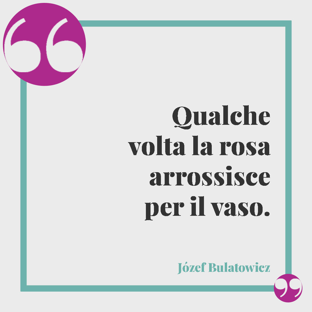 Frasi sulle rose. Qualche volta la rosa arrossisce per il vaso. (Józef Bulatowicz)