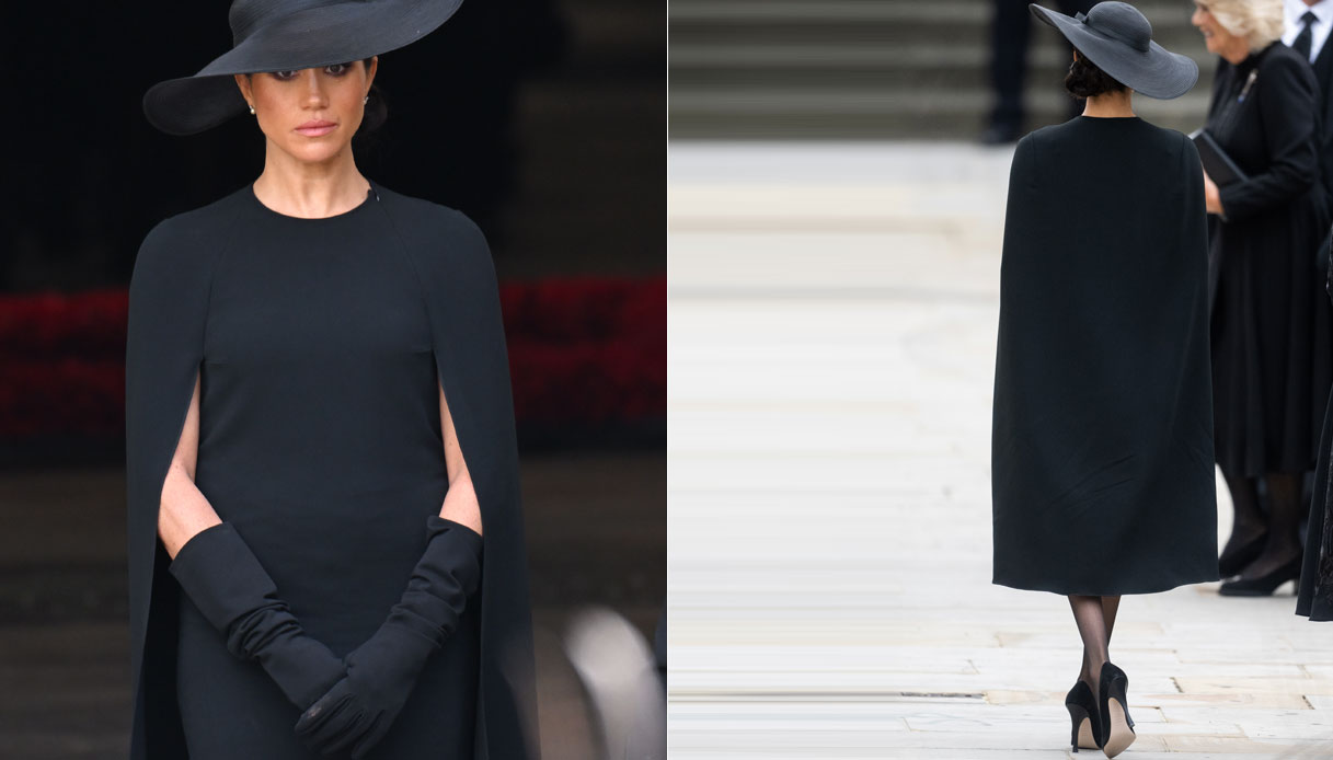 Meghan Markle spiazza tutti: abito-cappa e cappello Dior
