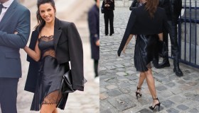 Eva Longoria infiamma Parigi con l’abito lingerie in pizzo, audace ma chic