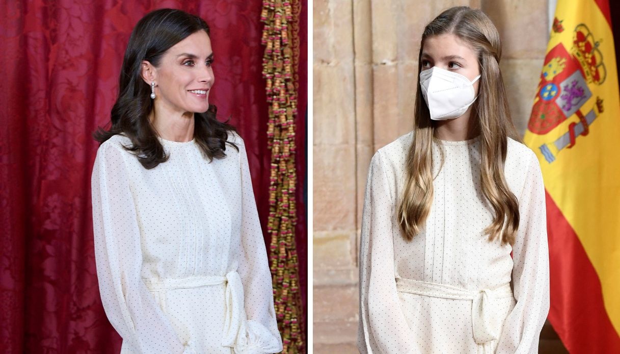 Stesso abito per Letizia di Spagna e la figlia Sofia