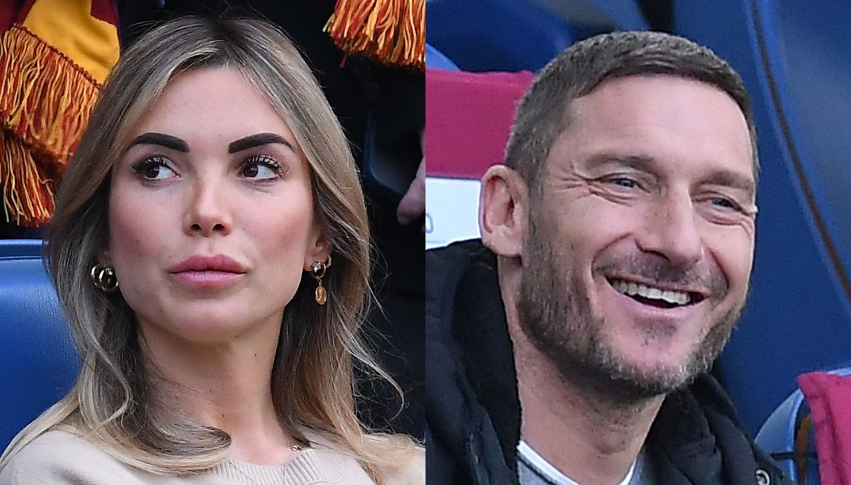 Francesco Totti e Noemi Bocchi inseparabili: lei sugli spalti, lui per la prima volta libero