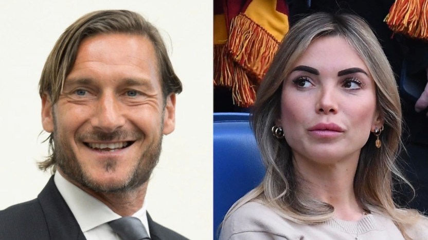 Francesco Totti con Noemi Bocchi a Trigoria per la partita di suo figlio Cristian