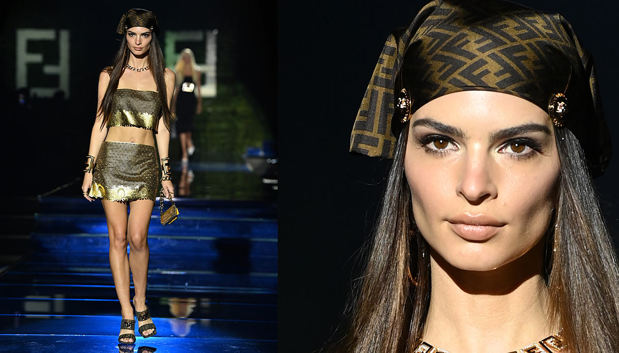 Emily Ratajkowski per Fendace alla MIlan Fashion Week primavera-Estate 2022