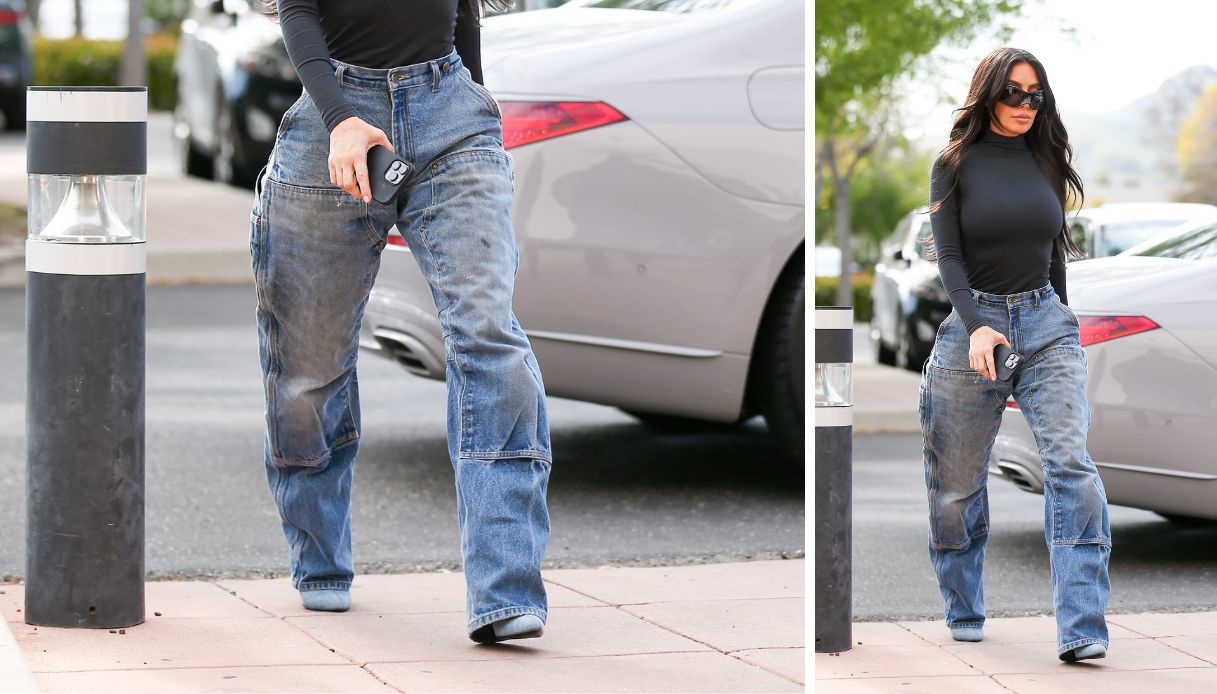 Kim Kardashian con i pantaloni cargo