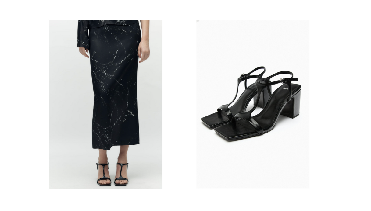 Sandalo Zara minimal tacco largo