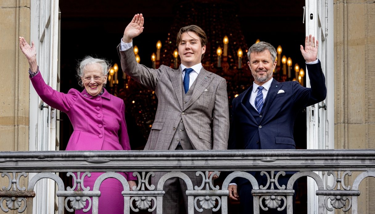 Margherita di Danimarca con il nipote Christian e il figlio Frederik