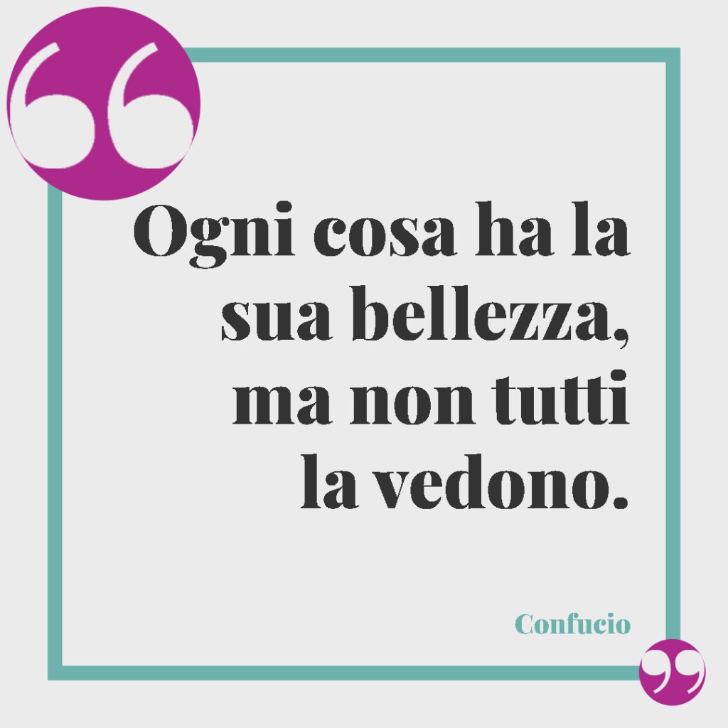 Frasi sull'apparenza. Ogni cosa ha la sua bellezza, ma non tutti la vedono. Confucio