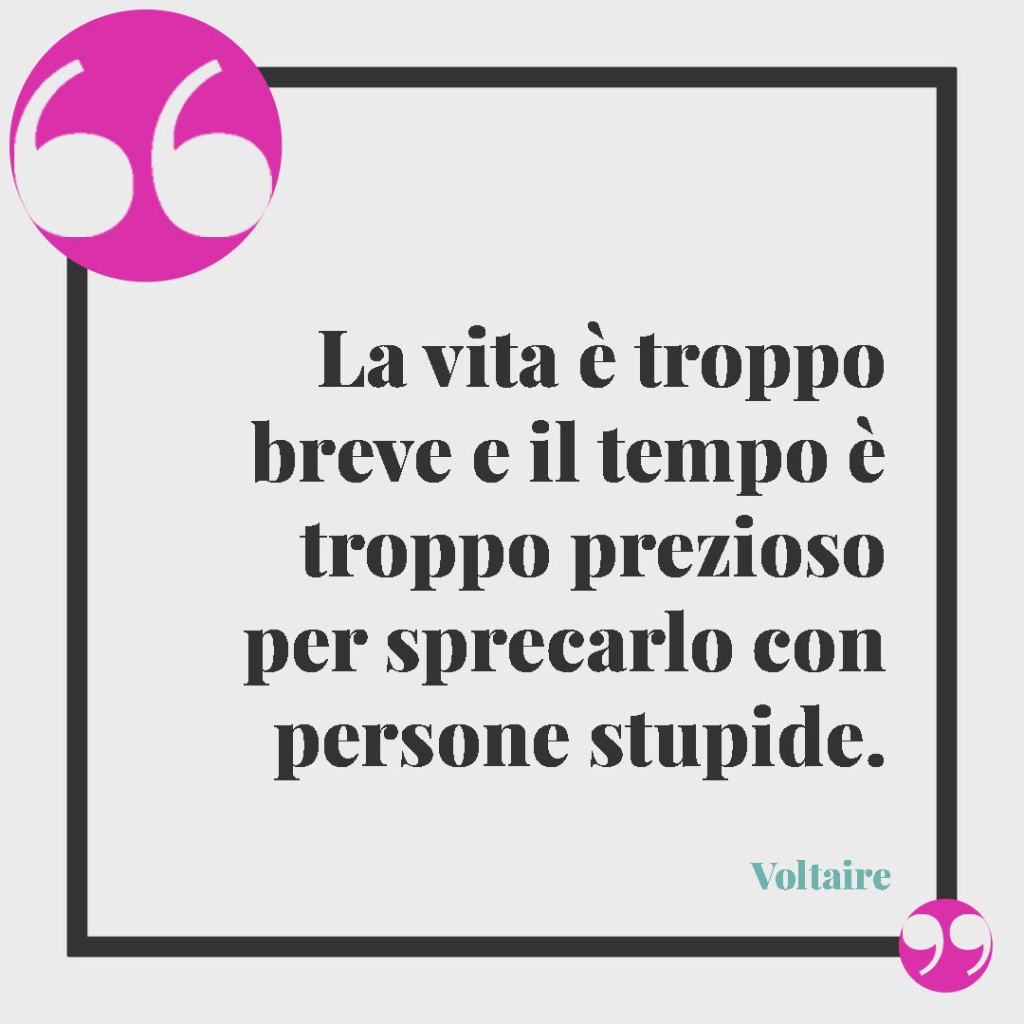 Frasi sugli ex fidanzati. La vita è troppo breve e il tempo è troppo prezioso per sprecarlo con persone stupide. Voltaire