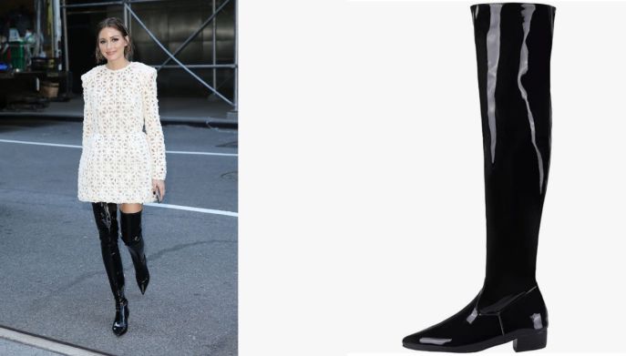Olivia Palermo stivali cuissard neri vernice