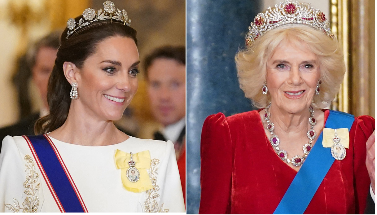 Kate Middleton, Camilla e le altre, i look da favola alla cena di gala a Buckingham Palace