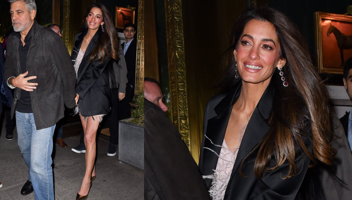 Amal e George Clooney all'uscita di un locale a New York