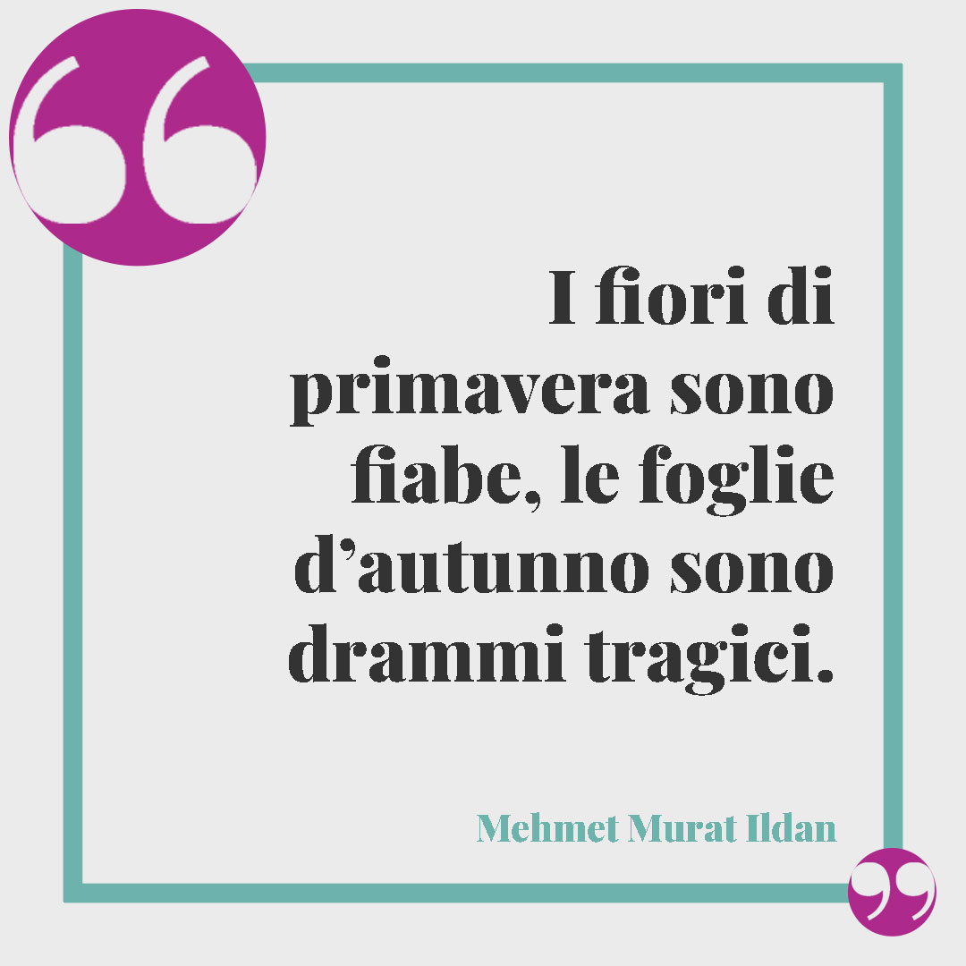 Frasi sull'autunno. I fiori di primavera sono fiabe, le foglie d’autunno sono drammi tragici. (Mehmet Murat Ildan)