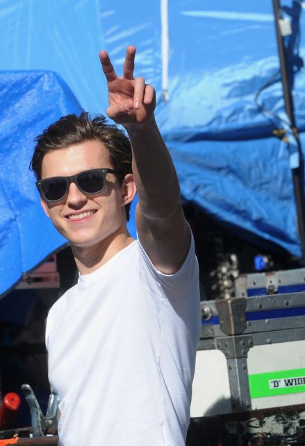 Tom Holland sul set del film