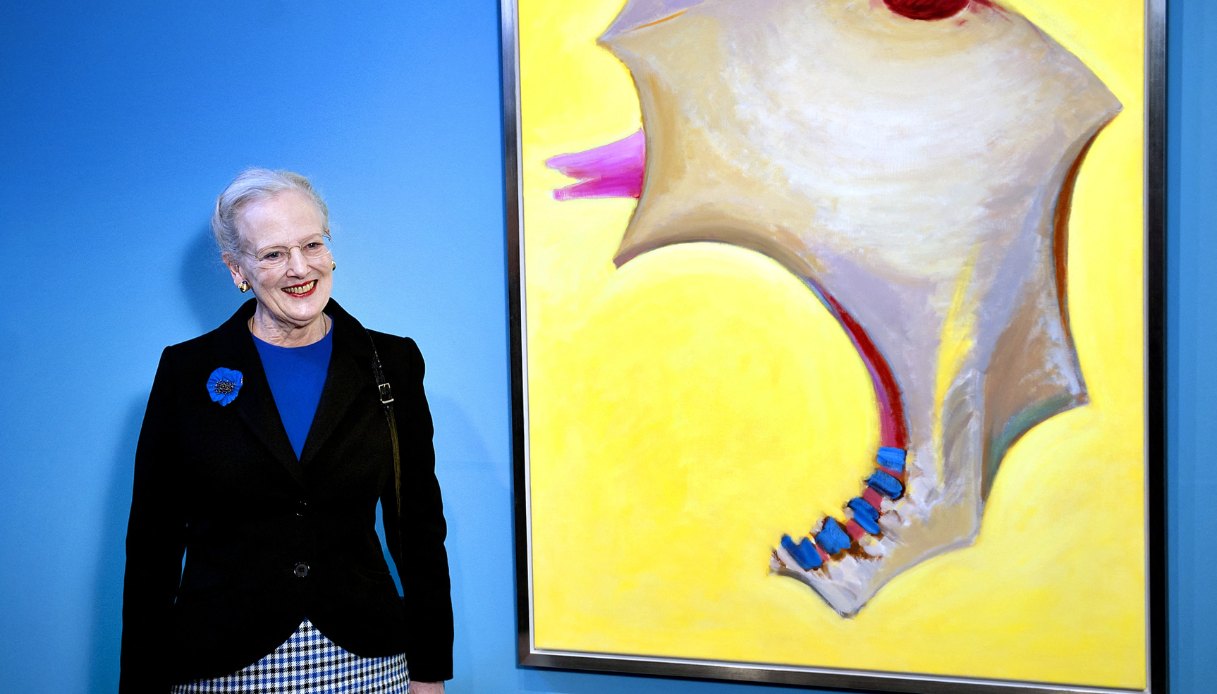 Margherita II al Museo Arken durante l'inaugurazione della mostra "L'essenza del colore". La mostra sulle opere d'arte della Regina Margherita