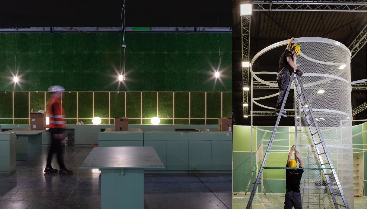 Backstage "Bookshop Corraini Mobile" Progetto Formafantasma, Salone del Mobile.Milano 2024