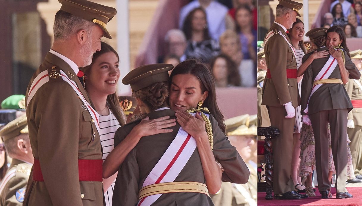 Leonor, l'abbraccio con Letizia di Spagna