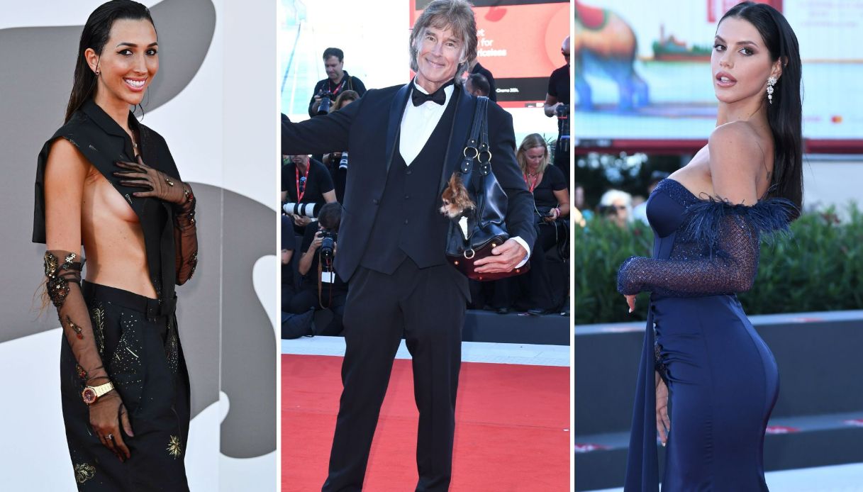 Festival di Venezia, tra look audaci e osé spunta un cagnolino nella borsa