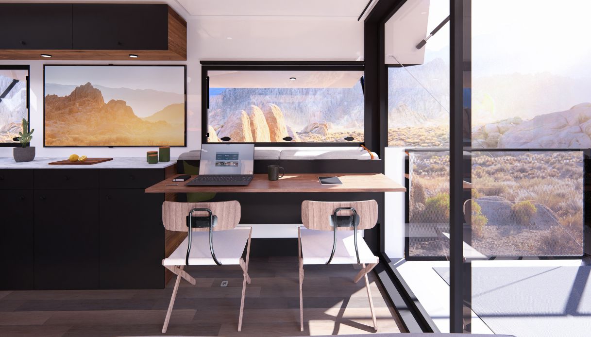 Lo studio della casa mobile, ideale per i nomadi digitali