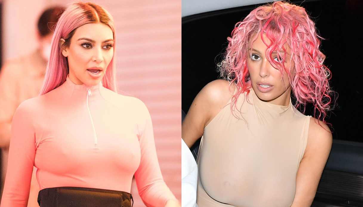 Kim Kardashian e Bianca Censori con i capelli rosa