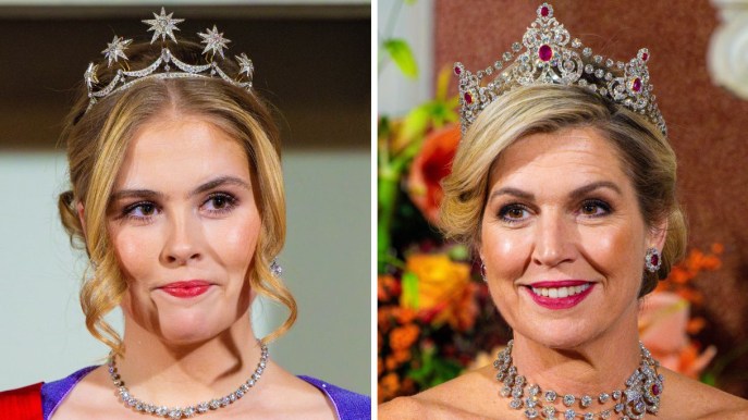 Maxima d’Olanda e Amalia al gala, look mamma e figlia a confronto