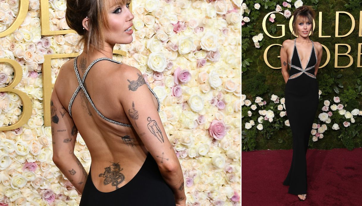 In occasioni importanti come i Golden Globes 2025 si deve saper anche osare e lo sa bene Miley Cyrus, che ha scelto di calcare il red carpet della manifestazione con un abito seducente, arricchito da cut out e scollature profonde. Il vestito della cantante, di colore nero, presentava, infatti, una profonda scollatura a V nella parte anteriore, che scendeva fin sotto il seno ed era contornato da una linea di ricami brillanti argento. Sotto la scollatura l'abito aveva due cut out e la schiena era quasi completamente scoperta. Una scelta di stile rock ma comunque elegante.